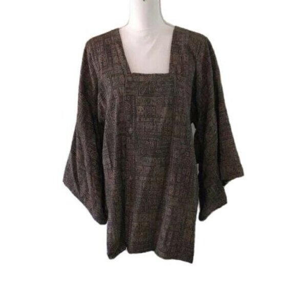 Michiyuki Kimono Womens Vintage Green Lined Cloud Embossed Pattern Hidden Pocket - Picture 1 of 15